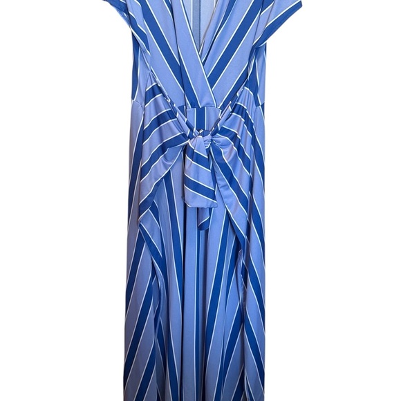 Eloquii Blue Faux Wrap Tie Front Maxi Dress - Picture 7 of 15